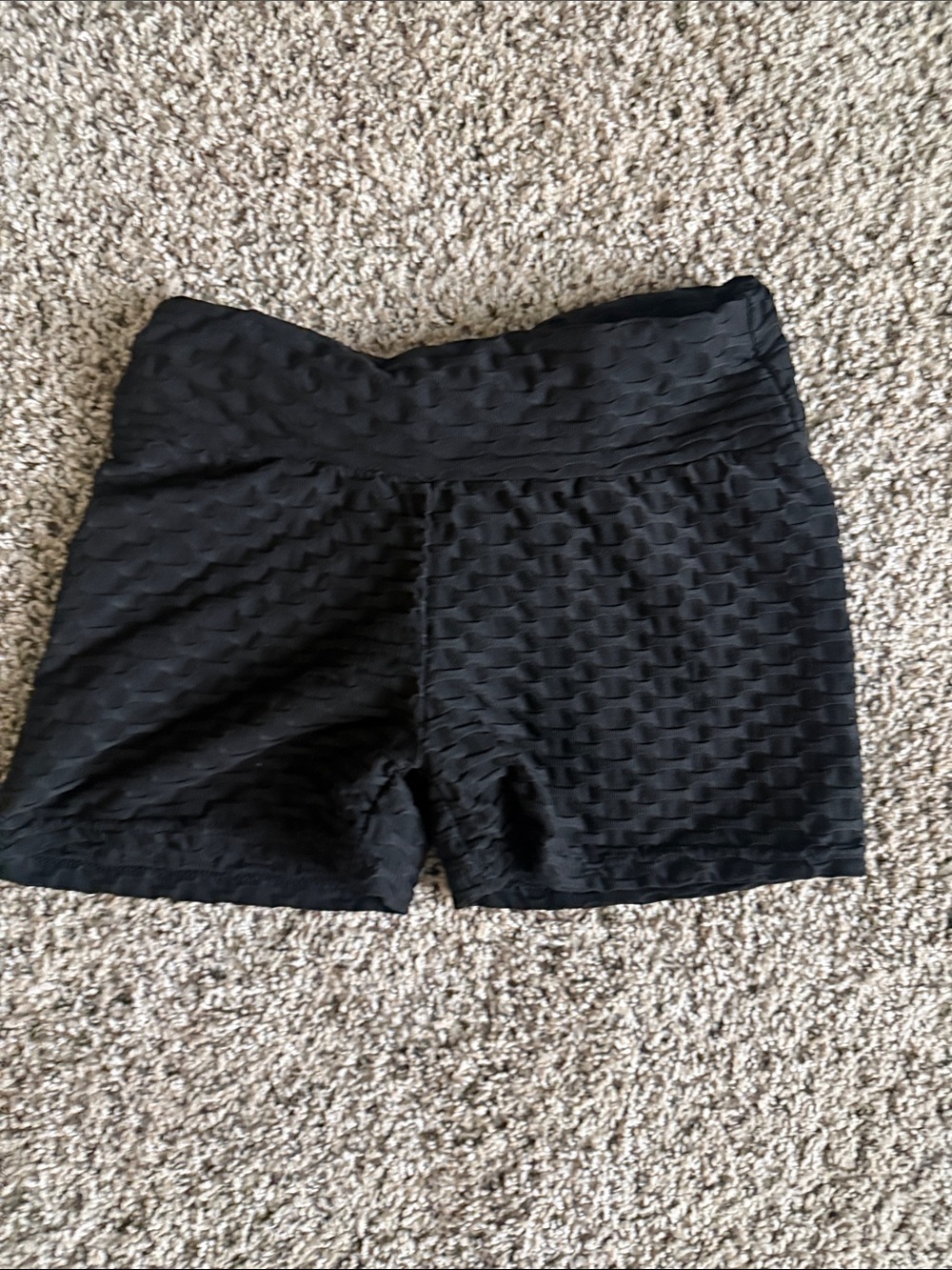 Women’s Textured Black High-Waist Shorts